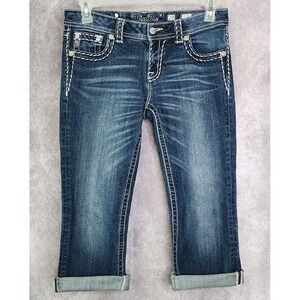 Miss Me Jeans‎ Womens 29 Blue Actual 32X23 Cutoff Capris Low Rise Raw Hem